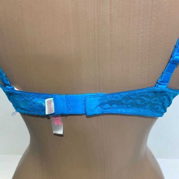 Pink Victoria's Secret Women's Blue Wear Everywhere Rhinestone Push Up Bra 34B - Picture 5 of 11